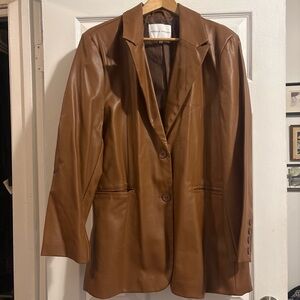 Vintage-Inspired Rebecca Minkoff Brown Leather Blazer Jacket